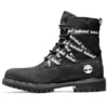 Bottes de 15 cm en tissu et cuir Premium « Sangles à logo noires »