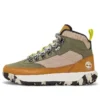 Bottes de randonnée imperméables GreenStride Motion 6 Mid en tissu et cuir « Vert olive »