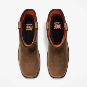 Bottes de travail à enfiler True Grit à embout de protection pour hommes – Marron café