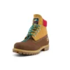 Bottes haut de gamme imperméables à largeur large de 15 cm « Nubuck marron avec col jaune et rouge »