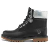 Bottes Heritage 6-Inch imperméables « Cuir pleine fleur noir avec col argenté »
