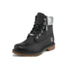 Bottes Heritage 6-Inch imperméables « Cuir pleine fleur noir avec col argenté »