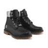 Bottes Heritage 6-Inch imperméables « Cuir pleine fleur noir avec col argenté »