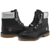 Bottes Heritage 6-Inch imperméables « Cuir pleine fleur noir avec col argenté »