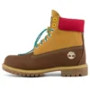 Bottes imperméables haut de gamme 6 pouces « Nubuck marron avec col jaune et rouge »