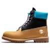 Bottes imperméables haut de gamme de 15 cm « Nubuck blé avec col noir et bleu »