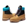 Bottes imperméables haut de gamme de 15 cm « Nubuck blé avec col noir et bleu »
