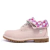 Bottes à revers large Basic « Rose pâle à imprimé écossais »