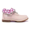 Bottes à revers large Basic « Rose pâle à imprimé écossais »