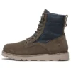 Bottes Vibram en cuir et tissu imperméables « Suède vert olive »