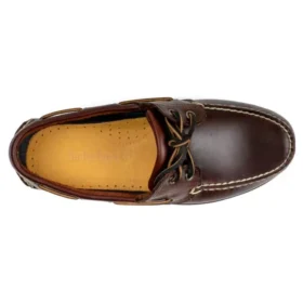 Chaussure bateau cousue main à 2 œillets « Marron »