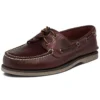 Chaussures bateau en cuir faites main, marron