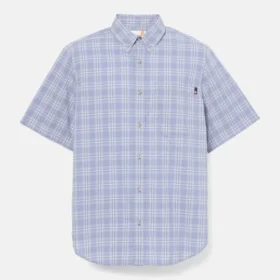 Chemise à manches courtes en popeline à carreaux pour homme