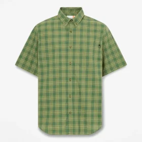 Chemise à manches courtes en popeline à carreaux pour homme