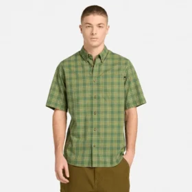 Chemise à manches courtes en popeline à carreaux pour homme