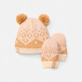 Ensemble bonnet et mitaines Fairisle pour enfants