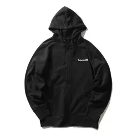 Hoodie à capuche et fermeture éclair avec logo Timberland imprimé, Noir