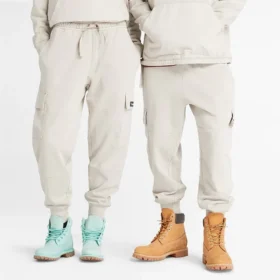 Pantalons de jogging teints en pièce en mélange de matières « Blanc »