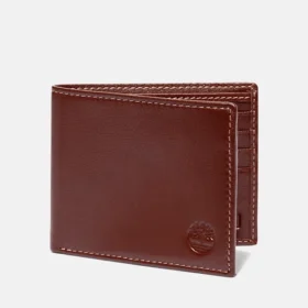 Portefeuille à deux volets en cuir foulé pour homme, couleur marron