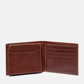 Portefeuille à deux volets en cuir foulé pour homme, couleur marron