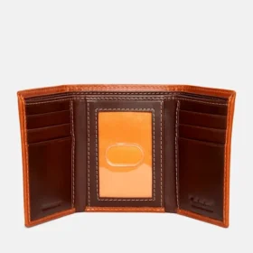 Portefeuille à trois volets en cuir ciré pour homme