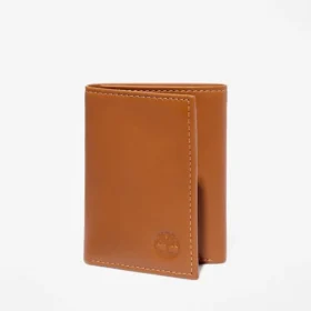 Portefeuille à trois volets en cuir lisse pour homme