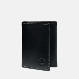 Portefeuille à trois volets en cuir lisse pour homme