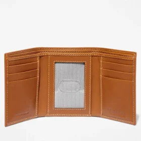 Portefeuille à trois volets en cuir lisse pour homme