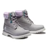 Premium 6-Inch Waterproof Boot « Nubuck gris avec col à logo violet »