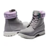 Premium 6-Inch Waterproof Boot « Nubuck gris avec col à logo violet »
