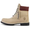 Premium Waterproof Boot de 15 cm « Nubuck beige avec col bordeaux »