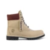 Premium Waterproof Boot de 15 cm « Nubuck beige avec col bordeaux »