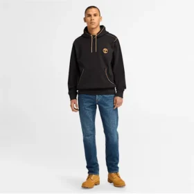Sweats à capuche pour homme avec logo et coutures contrastées – Noir