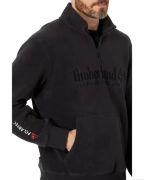 Sweats à fermeture éclair 1/4 avec logo linéaire « Noir »