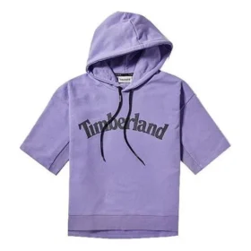 T-shirt à capuche décontracté à manches courtes avec logo imprimé, violet