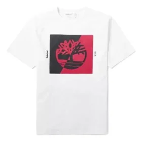 T-shirt à col rond imprimé Timberland, manches courtes, blanc