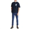 T-shirt à col rond Timberland imprimé logo bleu
