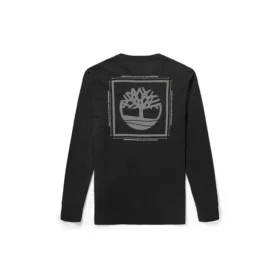 T-shirt Timberland décontracté à imprimé, col rond et manches longues, Noir