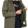 Veste imperméable à capuche et fermeture éclair Timberland, verte